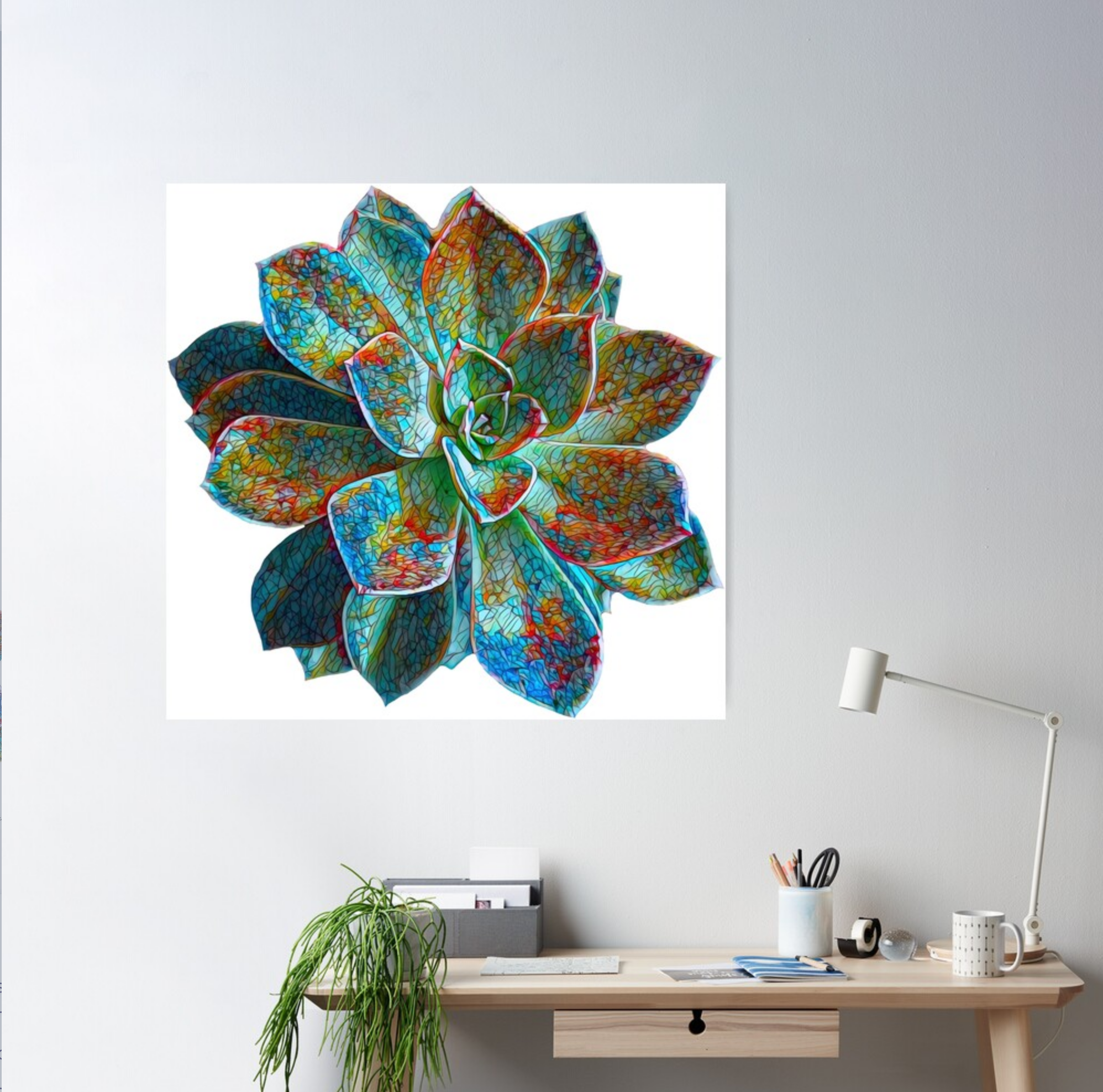 Screenshot 2022-09-10 at 23-15-52 Echeveria Succulent Plant Stained Glass #141001-24b Poster by ArtbyBD